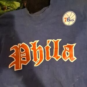 Mitchell & Ness Blue and Orange 76ers Shirt